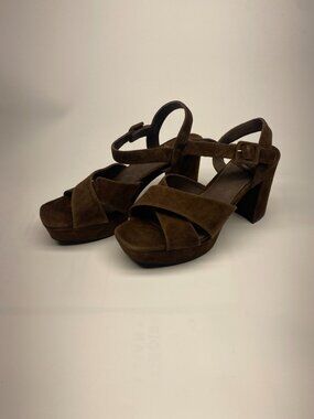 Jeffrey Campbell Womens Amma Platform Brown Slingback Sandal Sz 11